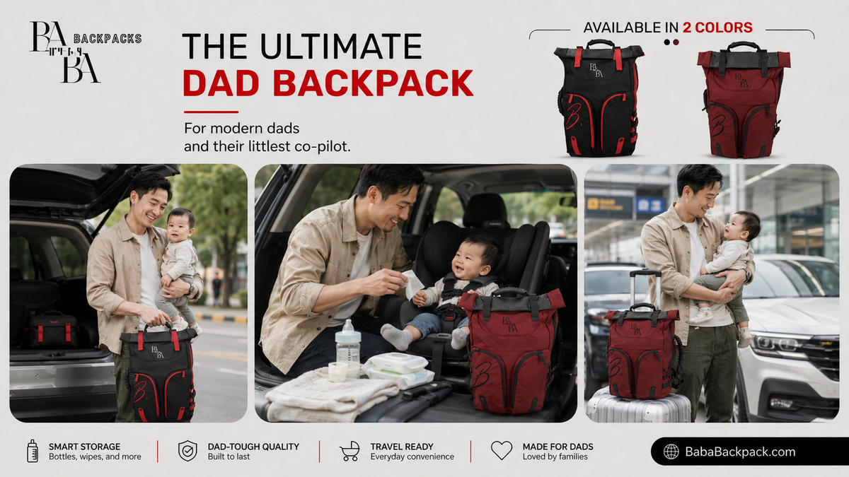 Baba Burgundy 37L Dad Backpack - BABA Backpacks