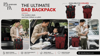 Baba Burgundy 37L Dad Backpack - BABA Backpacks